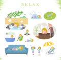 Flat type blond girl white_relax Royalty Free Stock Photo