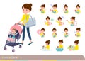 Flat type Bun hair mom_childcare Royalty Free Stock Photo