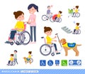 Flat type Bun hair mom_wheelchair-scene Royalty Free Stock Photo