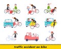 Flat type business women_accident on bike Royalty Free Stock Photo