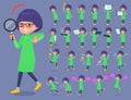 Flat type Green clothes Glasses girl_2