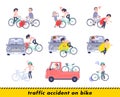 Flat type medical staff woman_accident-on-bike Royalty Free Stock Photo