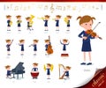 Flat type primary school girl_classic music Royalty Free Stock Photo