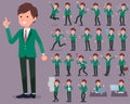 Flat type school boy Green Blazer_1