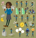 Flat type School girl Black_money Royalty Free Stock Photo