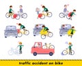 Flat type school girl Green Blazer_accident-on-bike Royalty Free Stock Photo