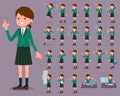 Flat type school girl Green Blazer_1