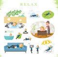 Flat type school girl White_relax Royalty Free Stock Photo