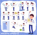 Flat type Store staff Blue uniform men_complex Royalty Free Stock Photo