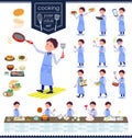Flat type Store staff Blue uniform men_cooking Royalty Free Stock Photo