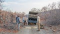 Flat tyre on a game drive vehicle in Kruger National Park in South Africa