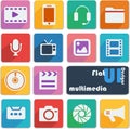 Flat ui design icons. Multimedia.