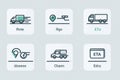 Flat UI Kit Elements Designed for a Logistics Application Displaying Route, Speed, Distance, and Estimated Time of Royalty Free Stock Photo