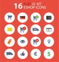 Flat ui kit eshop design icons