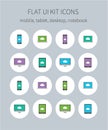 Flat ui kit icons of mobile, tablet, desktop, notebook