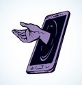 Smartphone support service. Vector drawing