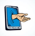 Smartphone support service. Vector drawing