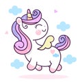 Flat unicorn princess fairy cartoon Pony Child vector fly in the air