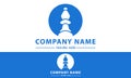 Blue Color Circle Negative Space Chess Pion Logo Design