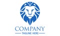 Blue Color Lion Head Logo Design