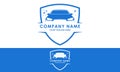 Blue Color Shield Shiny Automotive Car Wash Logo Design Royalty Free Stock Photo