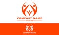 Blue and Orange Abstract Unite People Logo Design Royalty Free Stock Photo