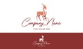 Brown Color Jumping Deer Logo Design