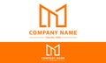 Orange Color Simple Line Art Initial Letter M Logo Design Royalty Free Stock Photo