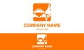 Orange Color Square Negative Space Helm Greek Logo Design Royalty Free Stock Photo