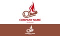 Red and Brown Color Bonfire, Campfire with Firewood Logo Design Royalty Free Stock Photo