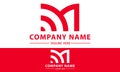 Red Color Letter M Communicator Logo Design