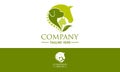 Green Color Horse, Dog, Cat Animal With Leaf Logo Design Royalty Free Stock Photo