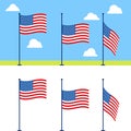 Flat USA flags vector set Royalty Free Stock Photo