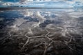 Flat uyuni salt and desert , infinite mirror and water, blue, sunset, landscape, siluettes, storms, beautiful, awesome, paradise, Royalty Free Stock Photo