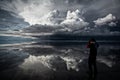 Flat uyuni salt and desert , infinite mirror and water, blue, sunset, landscape, siluettes, storms, beautiful, awesome, paradise,