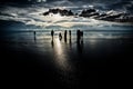 Flat uyuni salt and desert , infinite mirror and water, blue, sunset, landscape, siluettes, storms, beautiful, awesome, paradise,