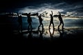 Flat uyuni salt and desert , infinite mirror and water, blue, sunset, landscape, siluettes, storms, beautiful, awesome, paradise,