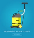 Flat vacuum cleaner icon with long shadows. Vector illustration.