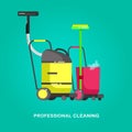 Flat vacuum cleaner icon with long shadows. Vector illustration.