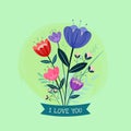 flat valentine day flowers design vector illustration design vector illustration