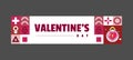 Flat valentine horizontal banner design template