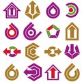 Flat vector abstract shapes, different business icons and design Royalty Free Stock Photo