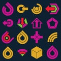 Flat vector abstract shapes, different business icons and design Royalty Free Stock Photo