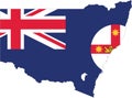 Flag map of NEW SOUTH WALES, AUSTRALIA Royalty Free Stock Photo