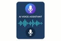 Flat vector AI voice assistant with waveform and microphone icon, modern interface look, isolated on white Royalty Free Stock Photo
