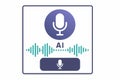 Flat vector AI voice assistant with waveform and microphone icon, modern interface look, isolated on white Royalty Free Stock Photo
