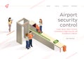 Flat Vector Airport Security Control Baggage Check