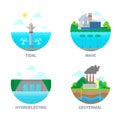 Flat vector alternative energy icon set. Power eco Royalty Free Stock Photo