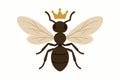 Flat vector ant queen with wings, larger body and crown element (stylized), vector-friendly, isolated on white Royalty Free Stock Photo