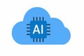 Flat vector artificial intelligence cloud with chip inside, symbol of cloud-based AI, isolated on white Royalty Free Stock Photo